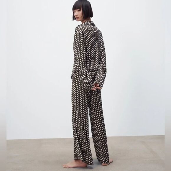 ZARA SATIN PANTS WITH POLKA DOT - Picture 4 of 9